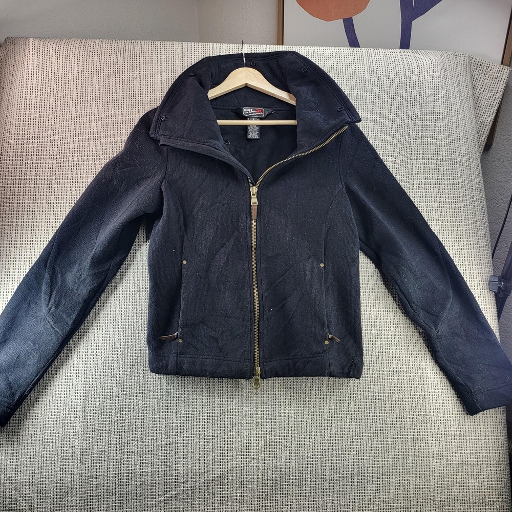 RLX Ralph Lauren Jacket Womens Small Black Wool Full Zip Collared Pockets
